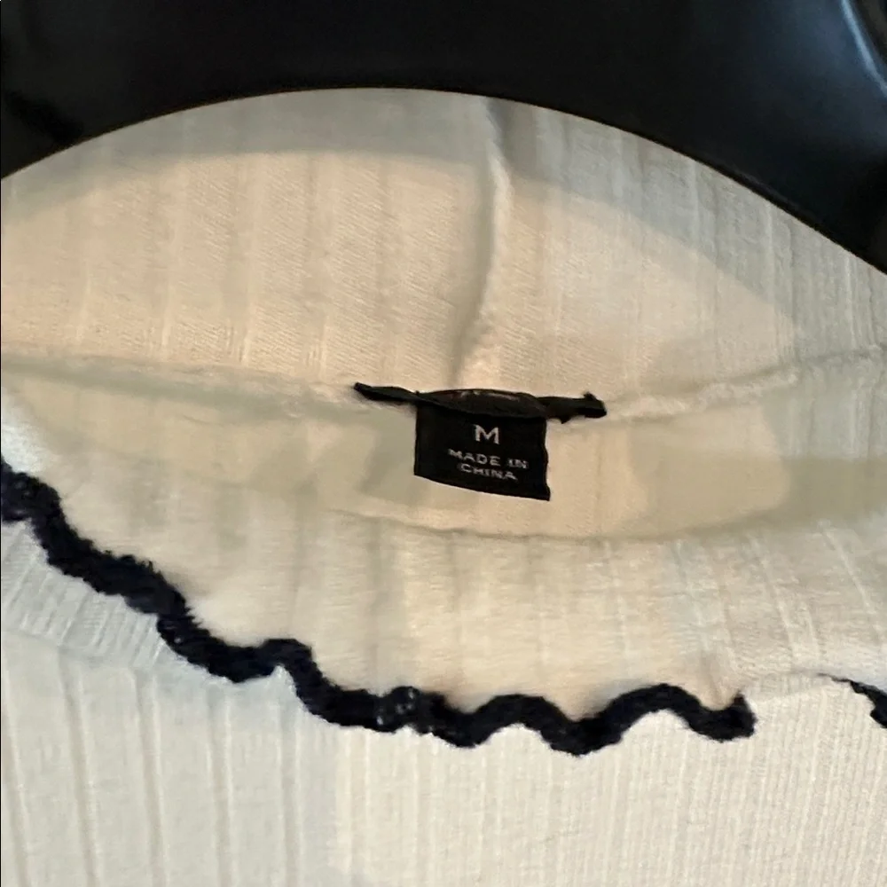 J Crew White Ribbed Long Sleeve Top